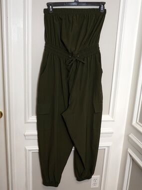 Mia Rose Olive Strapless Jumpsuit, Size 1X